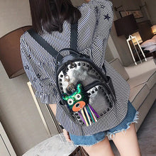 black rivets silver backpack model view edgability