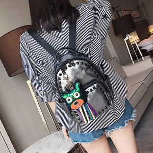 black rivets silver backpack model view edgability