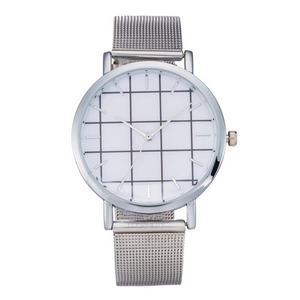 grid metallic silver straps silver watch edgability