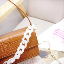 brown croc skin clutch box bag with chain strap edgability detail view