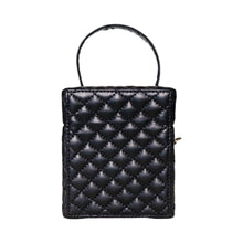 quilted black box bag with top handle edgability back view