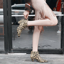 leopard boots ankle boots with heels edgability model view
