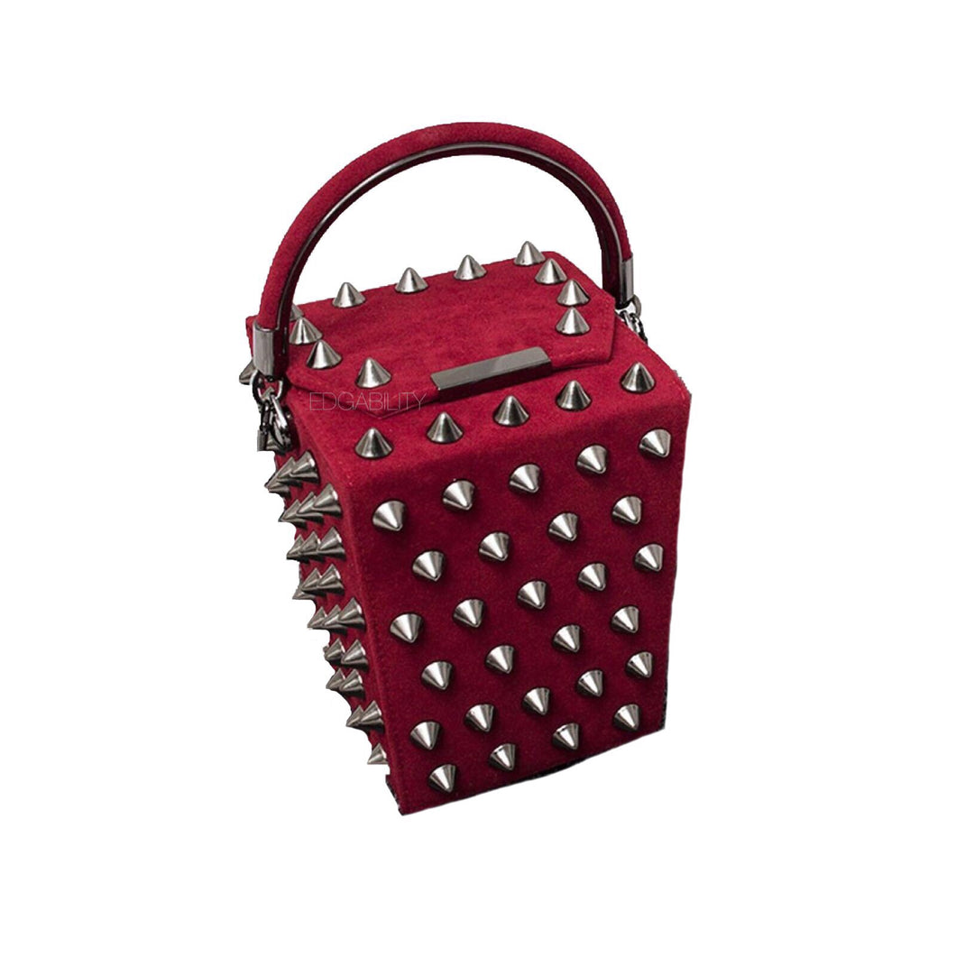 studded bag box bag rivets bag red bag edgability