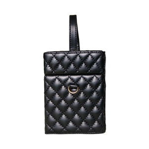 quilted black box bag with top handle edgability side view