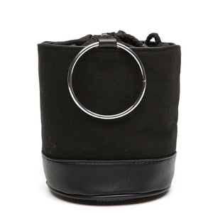 black bag bucket bag sling drawstring bag edgability front view