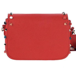 multi coloured studded red bag edgability back view 