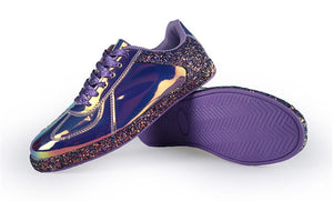 chrome metallic sneakers purple glitter trainers edgability side view