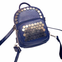 gunmetal studded mini blue backpack edgability