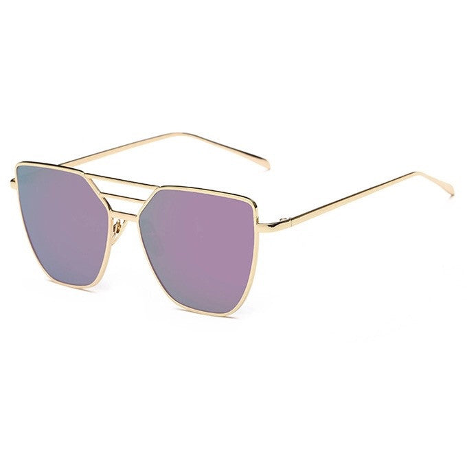 purple sunglasses with gold frames angle view edgability