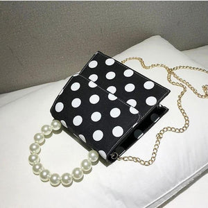 polka dots bag black and white bag classy bag edgability top view