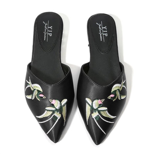 embroidered flats black shoes edgability
