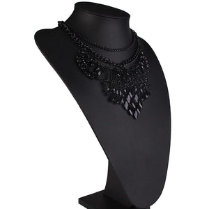 black necklace statement necklace black jewelry edgability model view