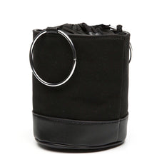 black bag bucket bag sling drawstring bag edgability angle view