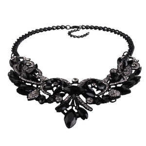 floral statement jewelry black necklace edgability bottom view