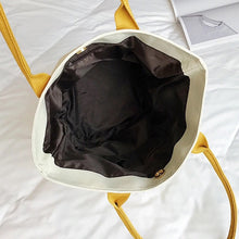 yellow tote bucket bag aztec bag edgability inside view
