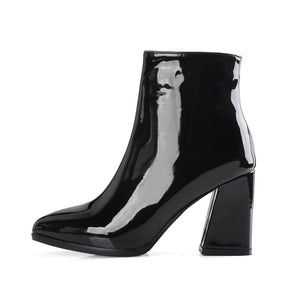 patent leather boots black boots ankle boots edgability side view
