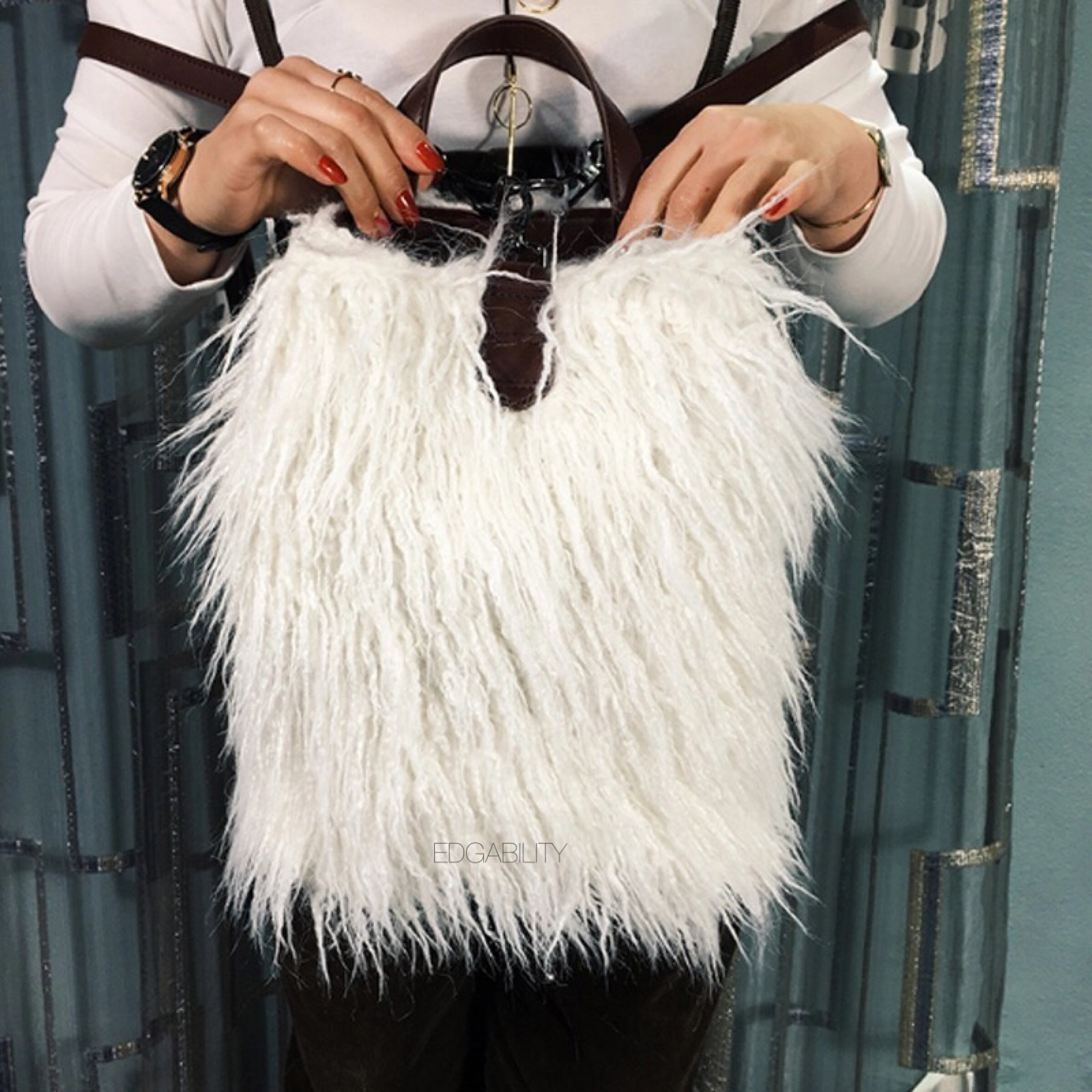 Isaac Mizrahi Faux Fur Mini Handbag/ Crossbody bag.... - Depop