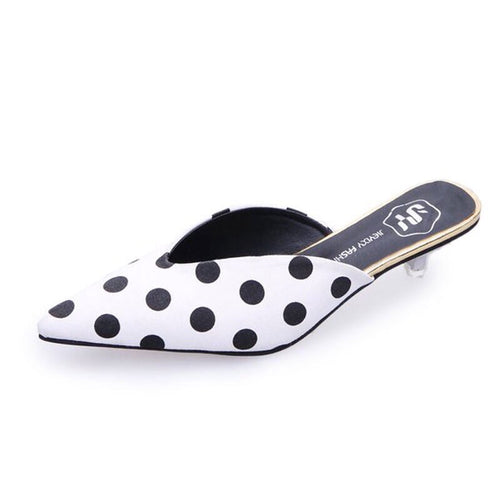 white pumps polkadots shoes with kitten heels edgability