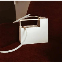 geometric classy white bag with gold handle edgability full view