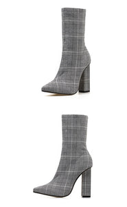 checked boots tweed boots heeled boots edgability side view