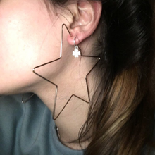 star hoops silver earrings edgability model view