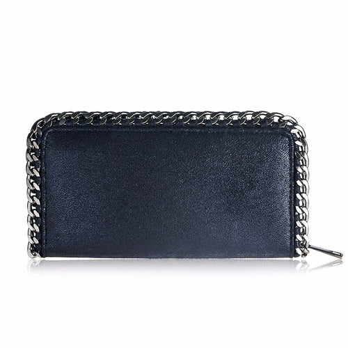 black wallet metallic wallet with chain edgability