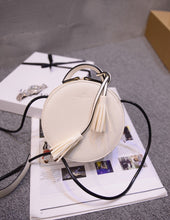 round bag box bag with tassels edgability front view