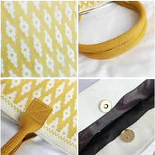 yellow tote bucket bag aztec bag edgability detail view