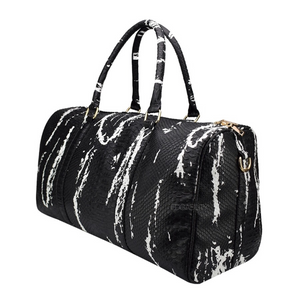 black and white bag marble travel bag edgability angle view