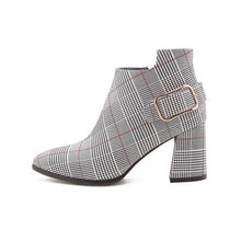 ankle boots plaid boots checkered boots edgability side view