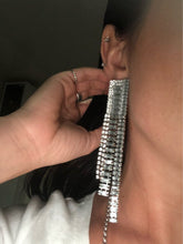 long statement earrings crystal earrings chic jewelry edgability model view