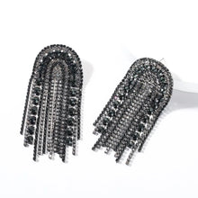black and silver crystals dangler statement jewelry edgability angle view