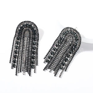 black and silver crystals dangler statement jewelry edgability angle view