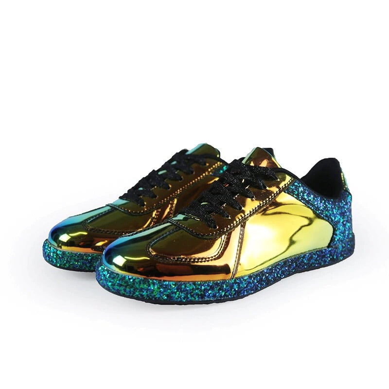 chrome metallic sneakers glitter trainers shoes edgability