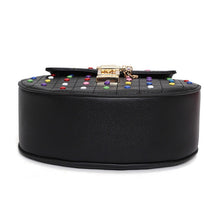 multicoloured studded bag black bag edgability bottom view