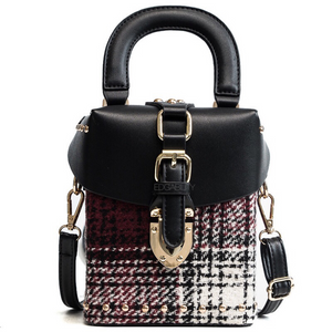 black plaid bag studded bag box bag edgability front view
