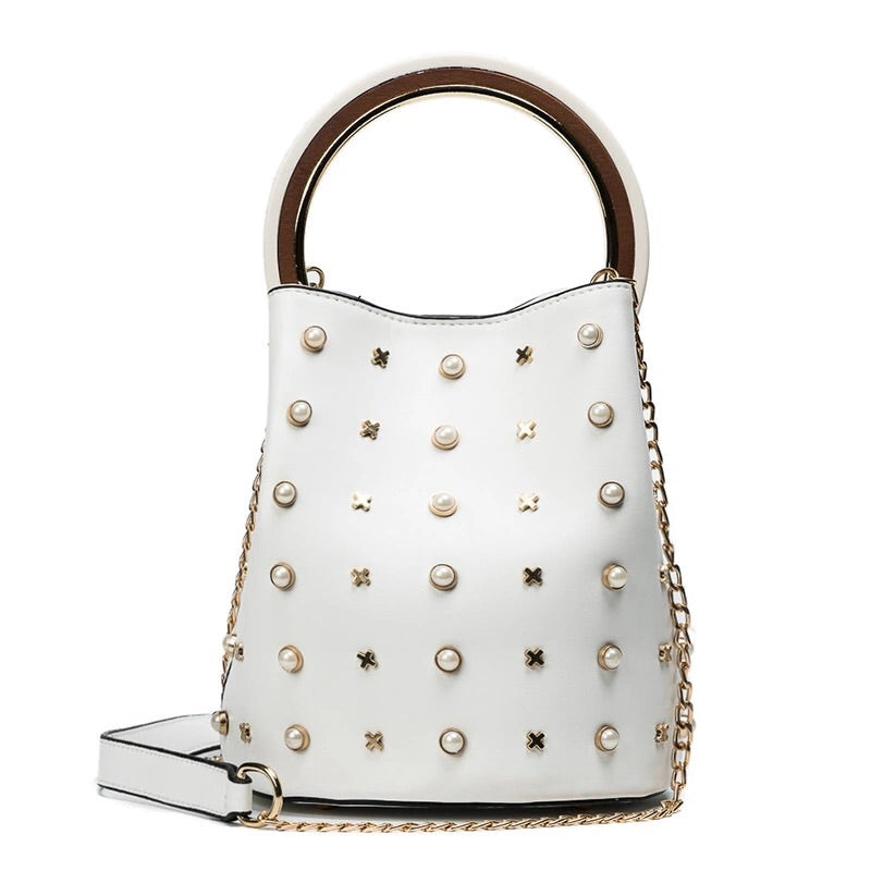 studded bag bucket bag white bag edgability