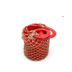 bucket bag basket drawstring bag red bag edgability open view