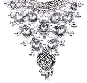 silver necklace statement jewelry edgability ethnic neckpiece front view