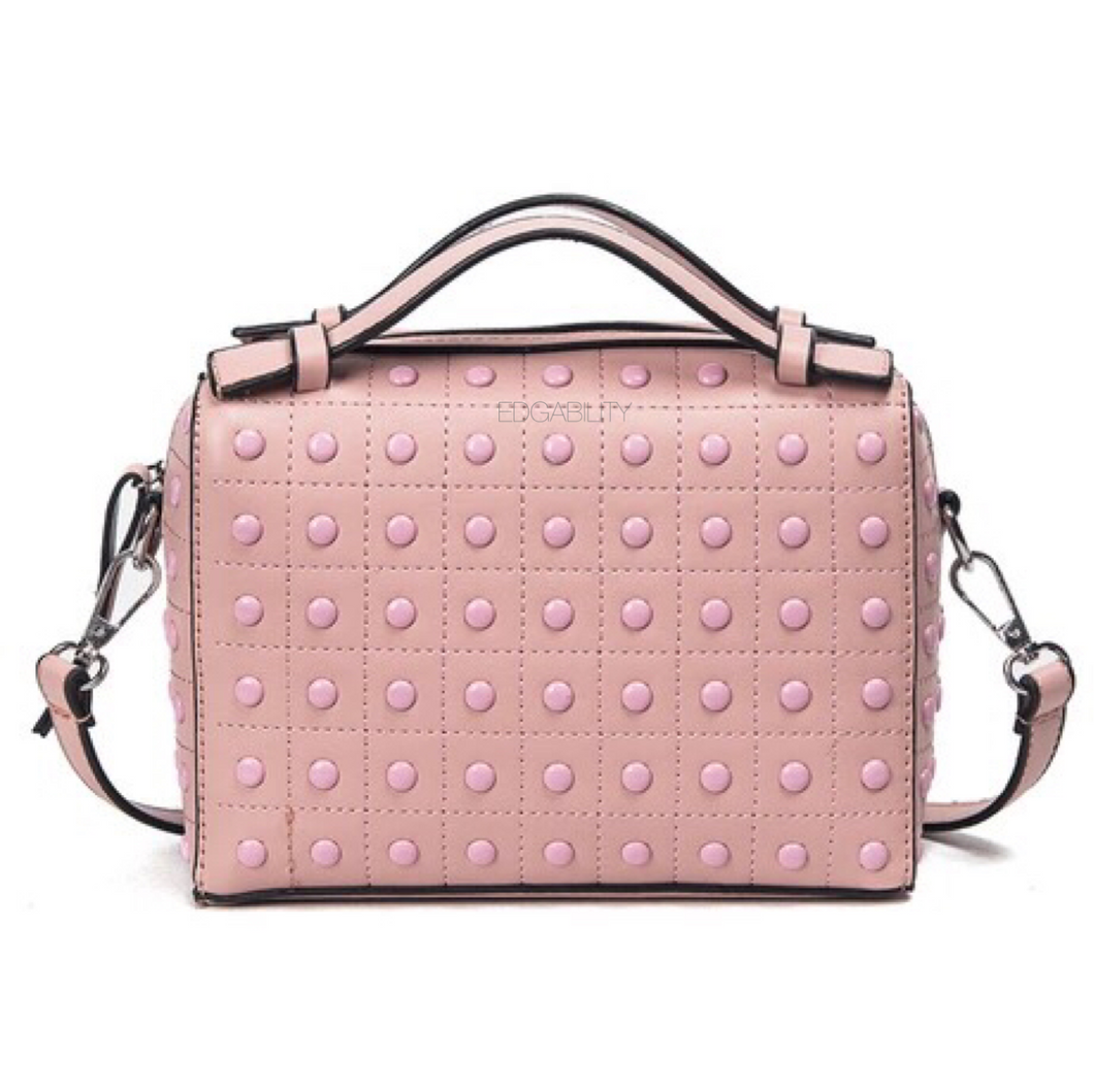 monotoned pink studded bag edgability