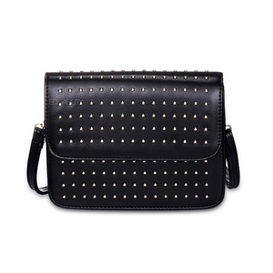 silver micro studded black shoulder bag edgability