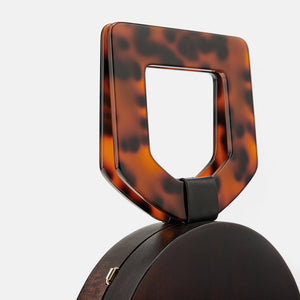 wood resin round box bag with handle edgability top view