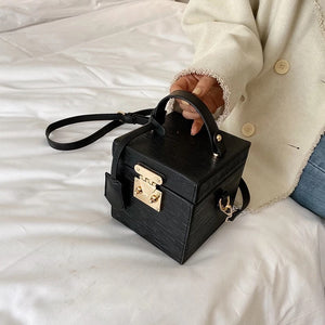 classy leather black box bag edgy fashion edgability model view