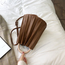 pleated bucket bag brown bag edgability flat view