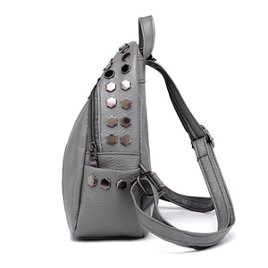 silver studded grey mini backpack edgability side view