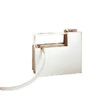 geometric classy white bag with gold handle edgability front view