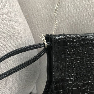 croc skin black bucket bag edgy fashion edgability detail view