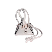 snakeskin white triangle handbag wristlet sling bag front view