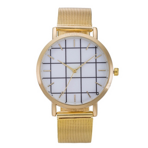 grid metallic gold straps golden watch edgability