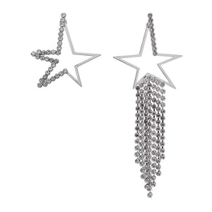 silver diamond rhinestones studded star earrings edgability